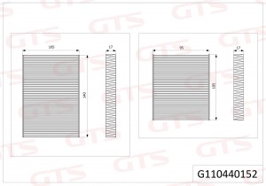 Фильтр воздушный салона SCANIA P,G,R,S series (комплект 2шт) GTS G110440152 GTS