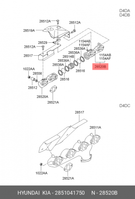Коллектор HYUNDAI HD65,72,County дв.D4AL выпускной OE 2851041750 HYUNDAI KIA