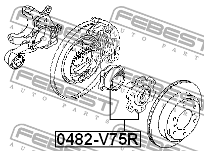 Ступица в сборе задняя MITSUBISHI PAJERO III 00-06 0482-V75R 0482-V75R FEBEST