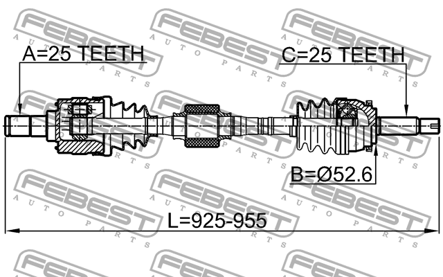 Привод передний правый 25X927X25 1214-SOLRH FEBEST