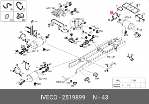 хомут крепления рессивера!\ IVECO 2519899 IVECO
