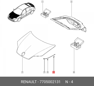 кронштейн упора капота!\ Renault 7705002131 RENAULT