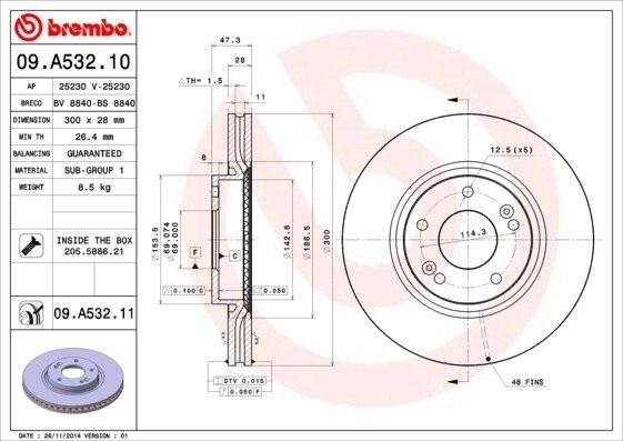 Диск тормозной Brembo Painted Disc 09.A532.11 09.A532.11 BREMBO