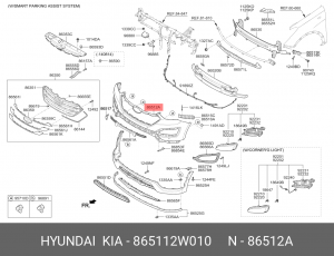 Накладка бампера переднего Санта Фе 865112W010 HYUNDAI KIA