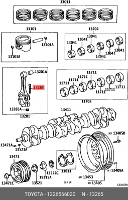 Болт шатуна 13265-66020 TOYOTA