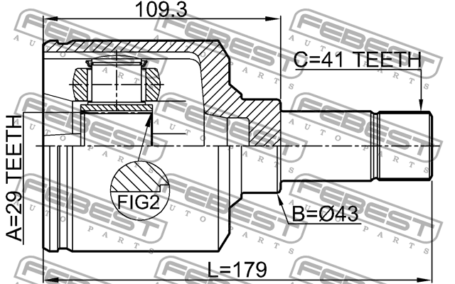 ШРУС ВНУТРЕННИЙ ЛЕВЫЙ 29X43X41 подходит для FIAT DUCATO RUSSIA 2008- 2811-DUCQ18 2811-DUCQ18LH FEBEST
