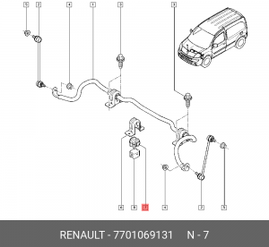 втулка стабилизатора переднего!\ Renault Kangoo II 1.6/1.5DCi 08> 7701069131 RENAULT