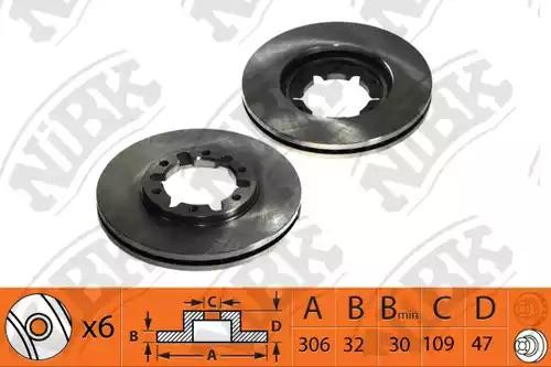 Диск тормозной NISSAN Patrol (97-) передний (1шт.) NIBK RN1421 NIBK