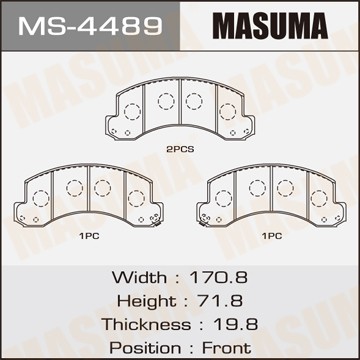колодки дисковые передние!\ Hino, Toyota MS4489 MASUMA