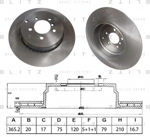 диск тормозной задний! 365x20\ Land Rover Range Rover III 5.0i/4.4D 09-12 BS0620 BLITZ