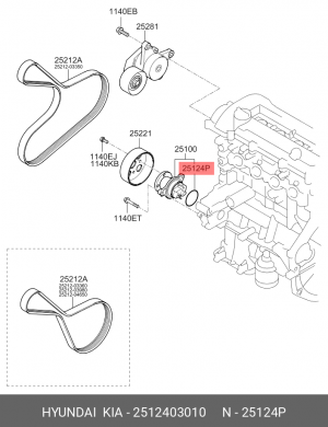 Прокладка помпы 25124-03010 2512403010 HYUNDAI KIA