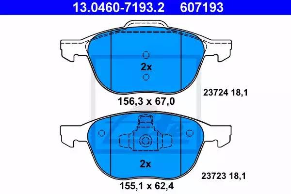 13.0460-7193.2 1082 00=FO608681 !колодки дисковые п.\ Mazda 3 1.4-2.0/1.6CRTD 03 13.0460-7193.2 ATE