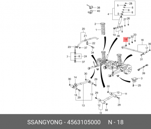 Втулка SSANGYONG Actyon (06-),Kyron (05-),Rexton (02-) рычага поперечного подвес 4563105000 SSANG YONG
