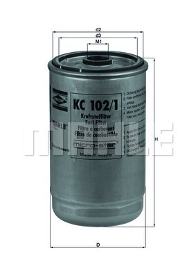 Фильтр топливный KC102/1 MAHLE KNECHT