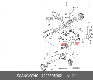 Шайба SSANGYONG Rexton (02-) регулировочная дифференциала (OTR 60.33MM/INR 48MM/ 4203805002 SSANG YONG