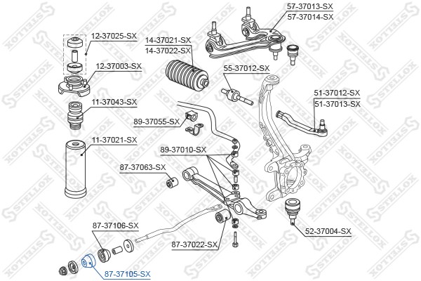 сайлентблок растяжки рычага пер.!\ Honda Prelude BB/Shuttle RA 95-01 87-37105-SX STELLOX