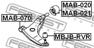 Сайлентблок рычага задн правый MITSUBISHI LANCER 91-03 MAB-020 MAB-020 FEBEST