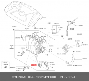 Клапан управления завихрением 283242E000 HYUNDAI KIA