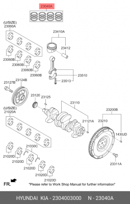 Кольца поршневые STD 2304003000 HYUNDAI KIA