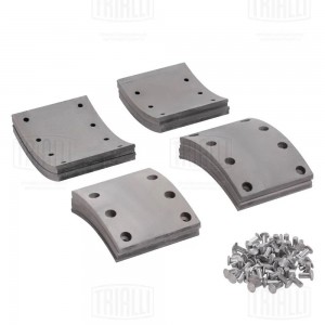 Накладки торм. колодки передние 8шт с заклепками (4 на 4 отв/4 на 3 отв) TRiALLi BLT0702 TRIALLI