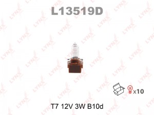 T7 12V 3W B10D ЦОКОЛЬ B10d / КРАСНЫЙ L13519D LYNXAUTO