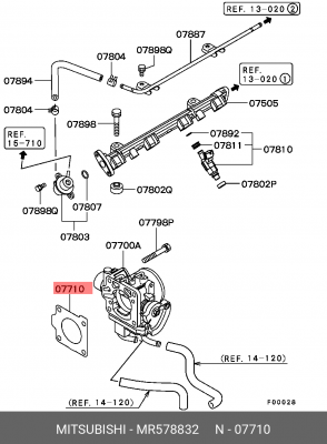 Прокладка дроссельной заслонки MITSUBISHI MR578832 MR578832 MITSUBISHI