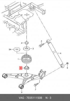 Проставка пружины задней нижняя LR VW T5 VAG 7E0 511 150B 7E0 511 150 B VAG
