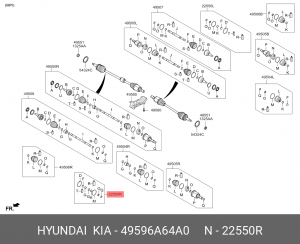 49596A64A0 комплект хомутов пыльников шруса вала колеса (8шт) 49596A64A0 MOBIS