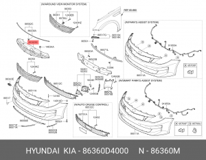 Накладка KIA Optima (15-) решетки радиатора OE 86360D4000 HYUNDAI KIA