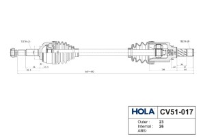 Вал приводной в сборе передний левый CV51017 HOLA