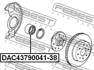 Подшипник ступицы передний HONDA CIVIC EU/EP/ES 95-2006, CR-V 97-01 DAC43790041- DAC43790041-38 FEBEST