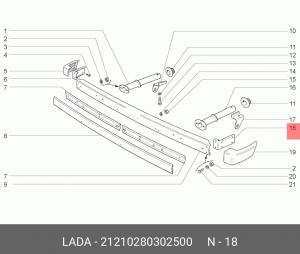 Кронштейн бампера ВАЗ-2121,21213 передний левый боковой АвтоВАЗ 21210-2803025-00 LADA VAZ