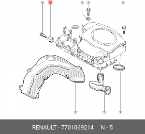 втулка корпуса возд. фильтра!\ Renault Logan/Sandero 04> 7701069214 RENAULT