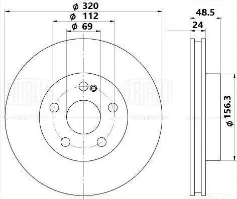 Диск тормозной MERCEDES E (W213) задний (1шт.) TRIALLI DF220117 TRIALLI