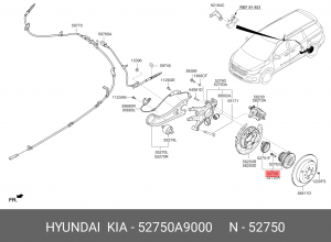 Ступица KIA Carnival (14-) задняя (АБС) OE 52750A9000 HYUNDAI KIA