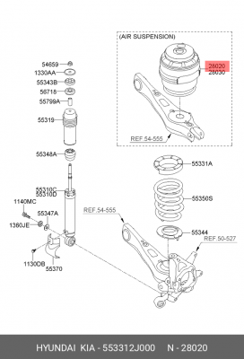 Пневмоподушка KIA Mohave (07-) левая OE 553312J000 HYUNDAI KIA