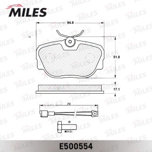 Колодки тормозные передние (Смесь CERAMIC серия PRO) BMW E30 1.6-2.5 82-93 (TRW  E500554 MILES