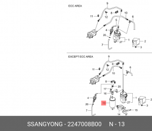 Фильтр топливный SSANGYONG Actyon (06-),Kyron(05-),Rexton (04-)(D20/27) грубой о 2247008B00 SSANG YONG