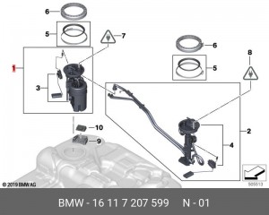 насос топливный электрический!\ BMW E71 N55 16 11 7 207 599 BMW
