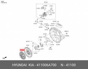 Диск сцепления HYUNDAI HD120,AeroTown дв.D6DA22,D6GA (380мм) ведомый OE 411006A700 HYUNDAI KIA