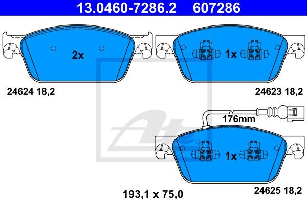 13.0460-7286.2 колодки дисковые передние!\ VW T5 2.0TDi 09> 13.0460-7286.2 ATE