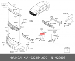 Фиксатор противотуманной фары 92215-4L600 922154L600 HYUNDAI KIA