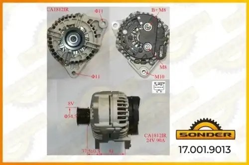 Генератор Premium 24V, 90А со шкивом о.н MAN 51261020010 / MAHLE - MG 813 — 2 го 170019013 SONDER