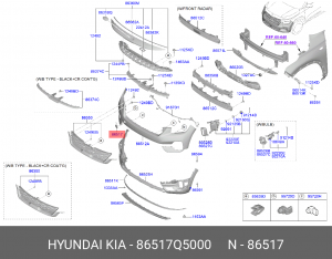 Заглушка буксировочной проушины переднего бампера Kia Seltos 86517Q5000 HYUNDAI KIA