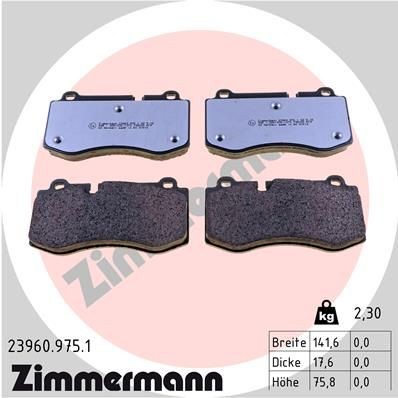 колодки дисковые !перед. 141x76x18 \ MB W221 3.5/5.0/6.0/3.2CDi 05> 239609751 ZIMMERMANN