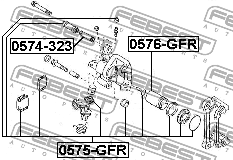 Втулка MAZDA 323 (89-04) суппорта тормозного заднего FEBEST 0574-323 FEBEST