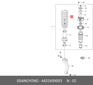 Пружина SSANGYONG Kyron (06-),Actyon Sports (06-),Rexton (06-) (D20/27,E32) (4WD 4432409003 SSANG YONG
