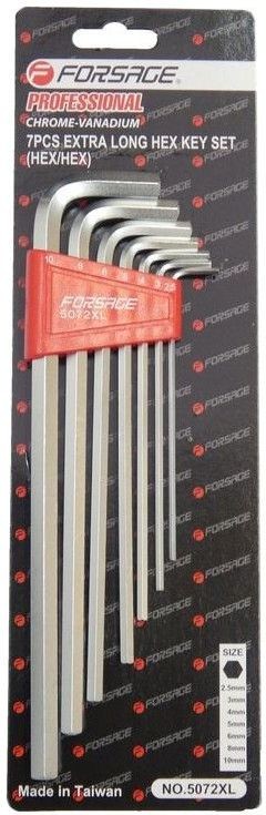 Набор шестигранников Г-образн  7пр. удлиненных /FORSAGE/ F5072XL FORSAGE TOOLS