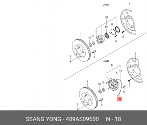 Переходник SSANGYONG Kyron (13-),Actyon Sports (13-),Rexton (13-) датчика АБС пе 489AS09600 SSANG YONG