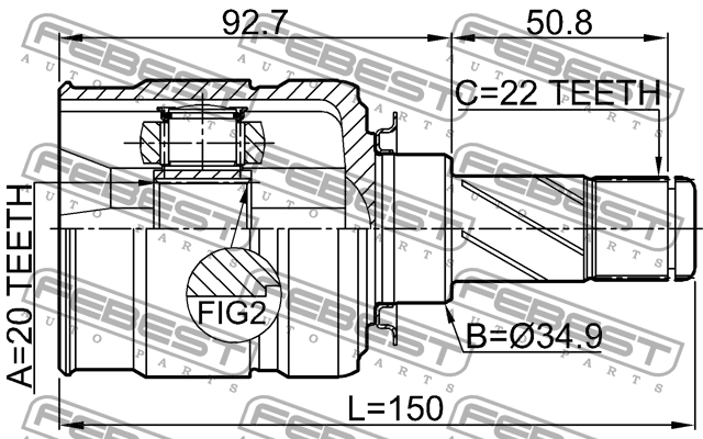 Шрус внутренний 20x34.9x22 1811-A12 FEBEST